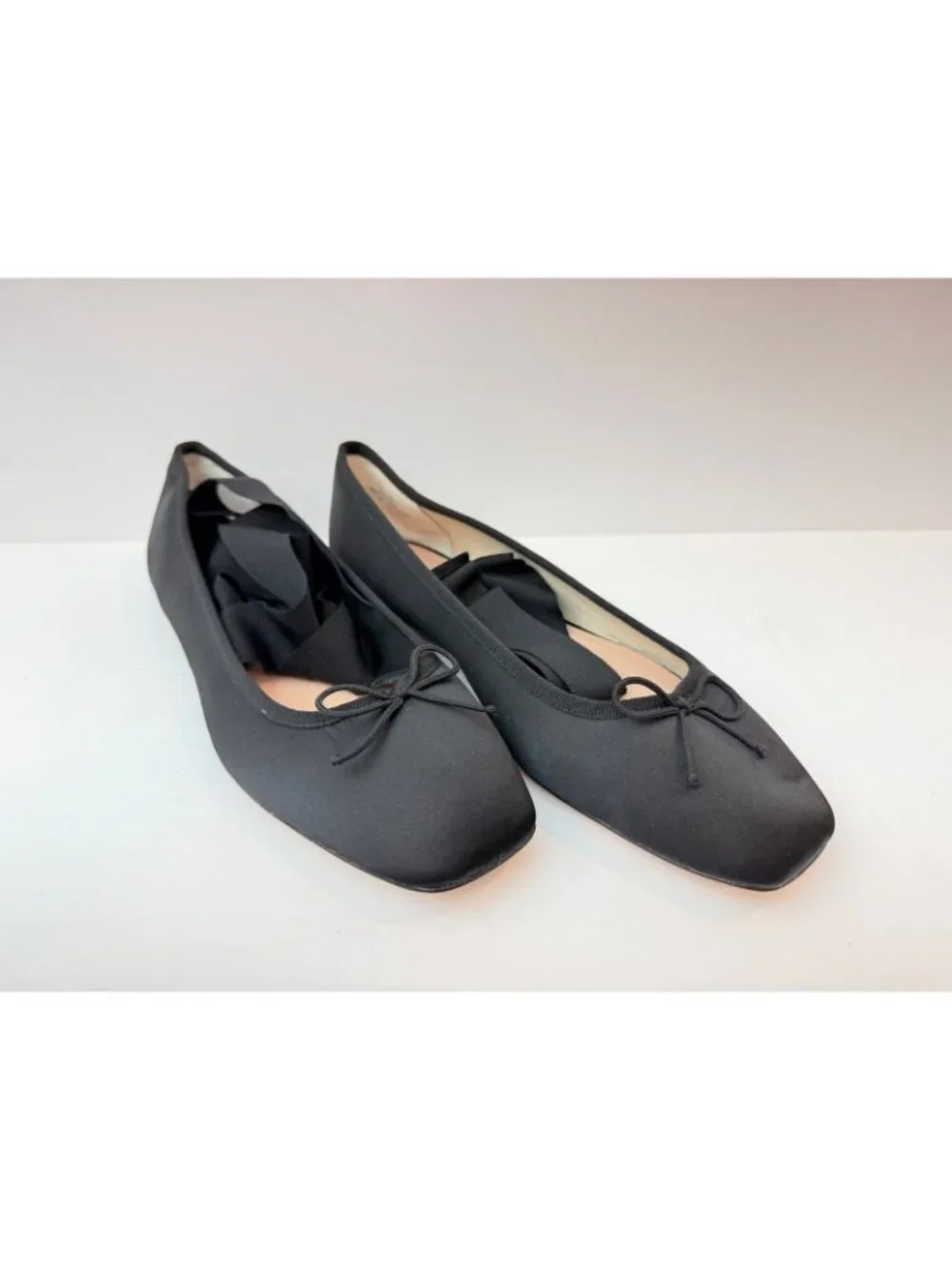 J. Crew Women's Quinn Lace-up Ballet Flats in Satin Size 10 Black Ankle Wrap
